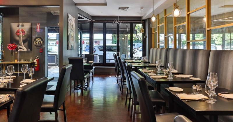 Interior, tables and chairs all lined up