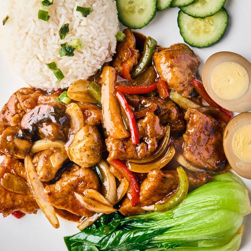 menu item 1 of 16, Chicken/Beef/Shrimp w. Three Kinds of Mushroom (spicy)