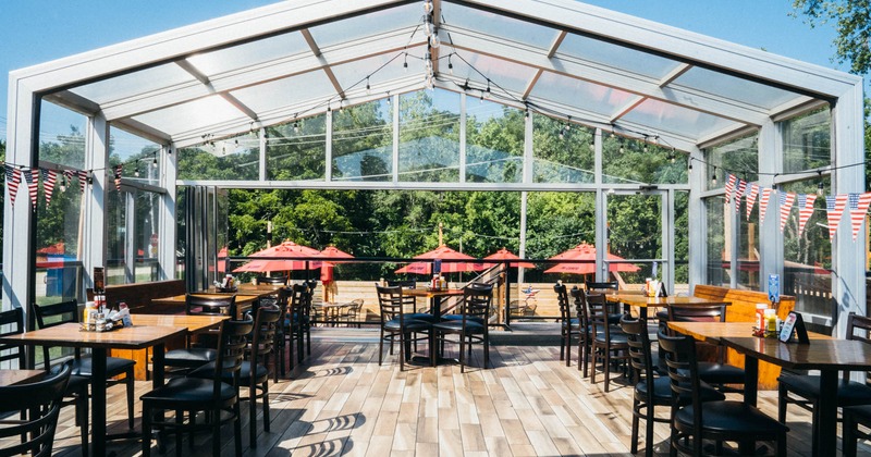 Tables and seats in the patio