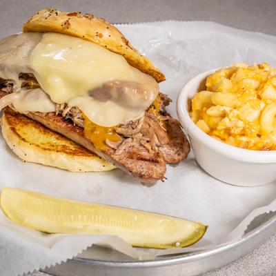 The Paulie sandwich with a side of mac and cheese