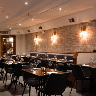 Seating area with set tables