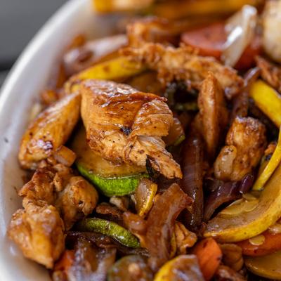 Chicken hibachi, close up.