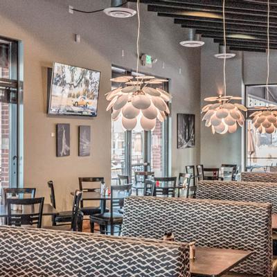 Interior, tables, chairs and seats