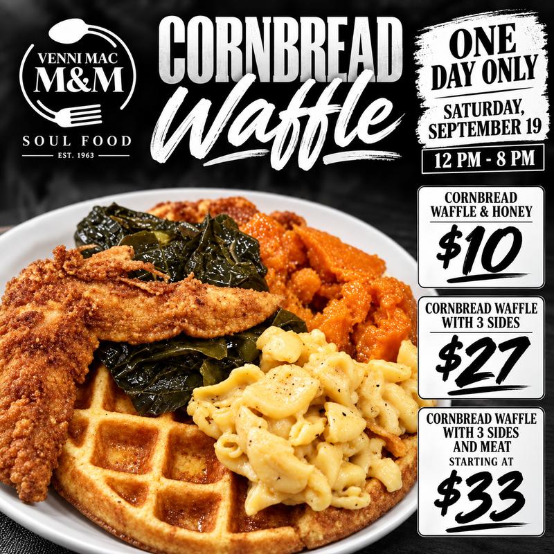 menu item 16 of 56, Honey Butter Conrbread Waffle