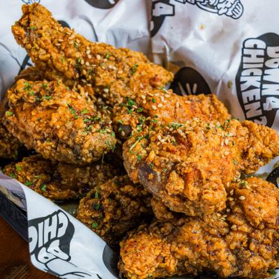 Soy Garlic Wings, close-up.
