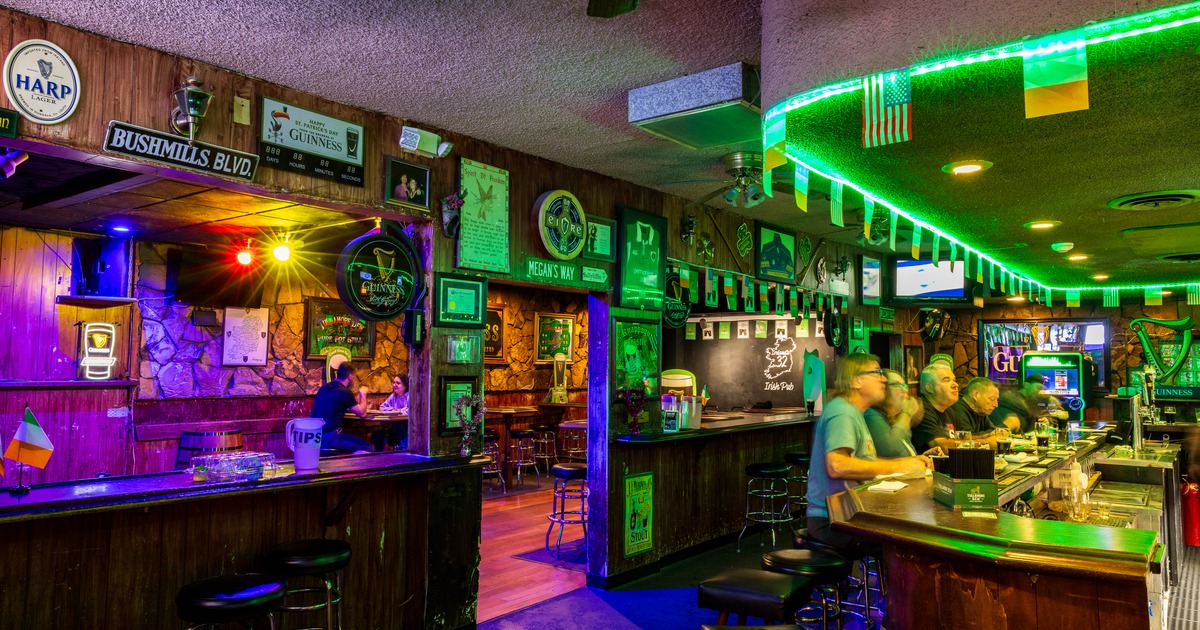 Interior, bar area with decor