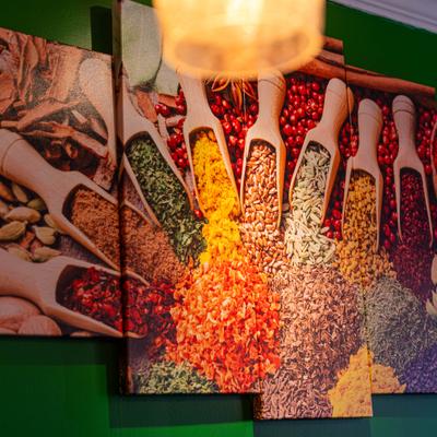 Canvas print featuring an assortment of spices.