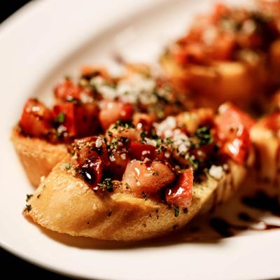 Tomato Bruschetta, close-up.