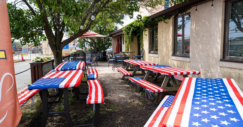 Exterior, tables and benches