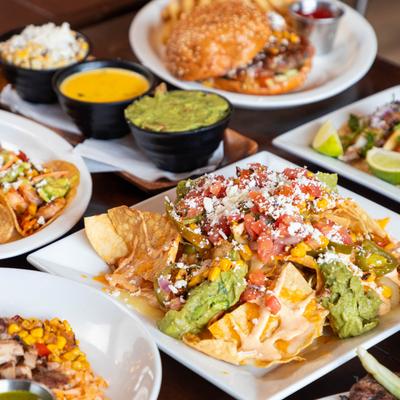 Assorted food dishes.