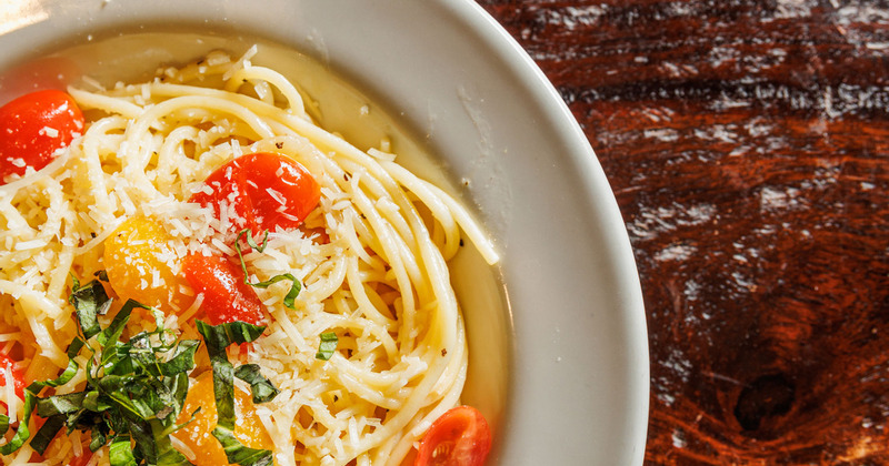 Pasta served, top view