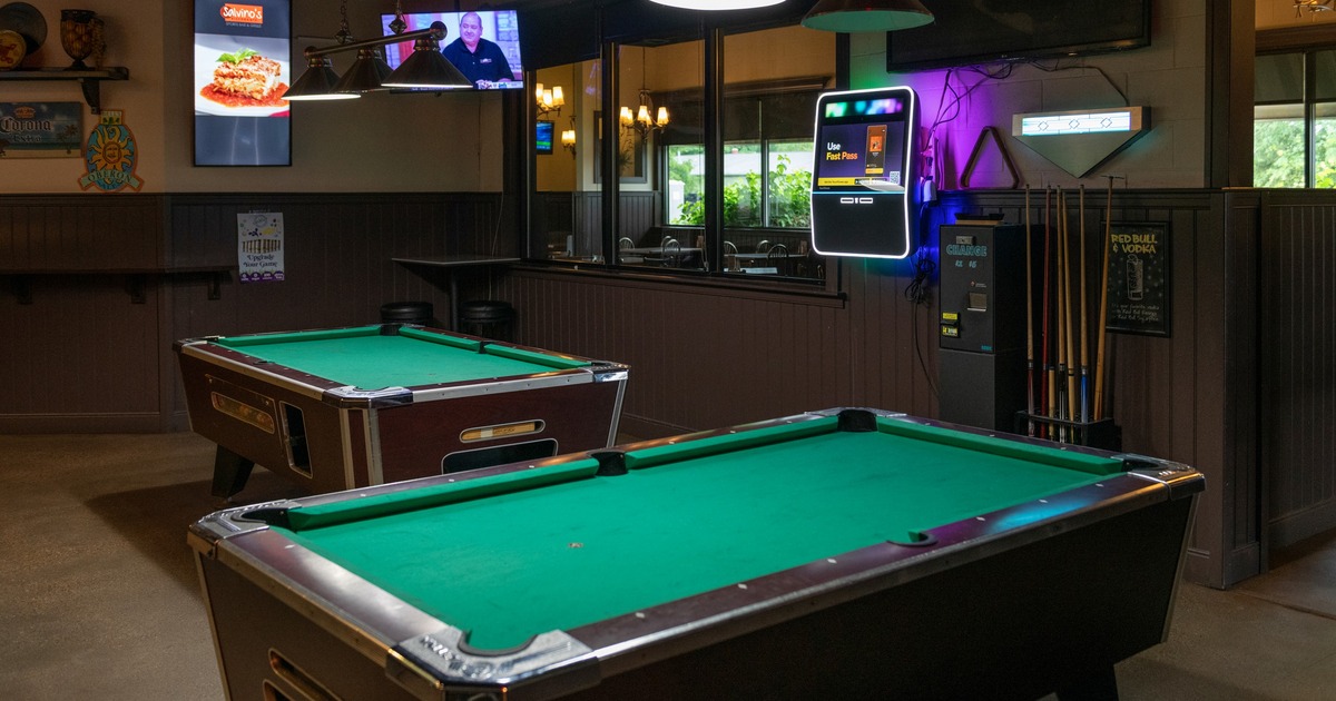 Interior, pool tables