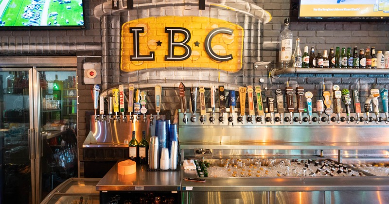 Interior, bar, sign behind