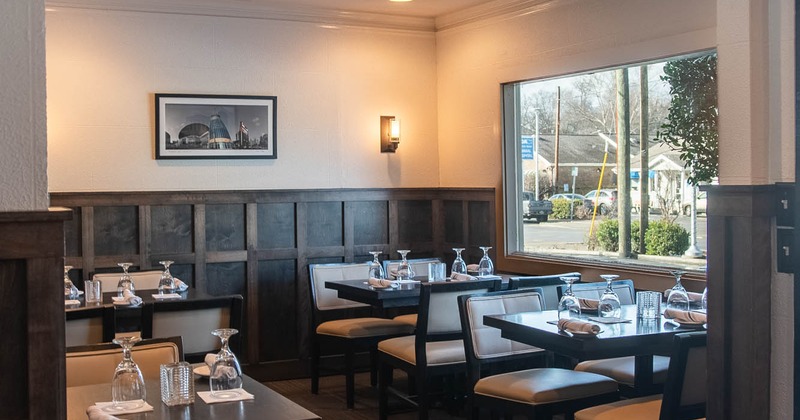 Interior, dining area, tables and chairs
