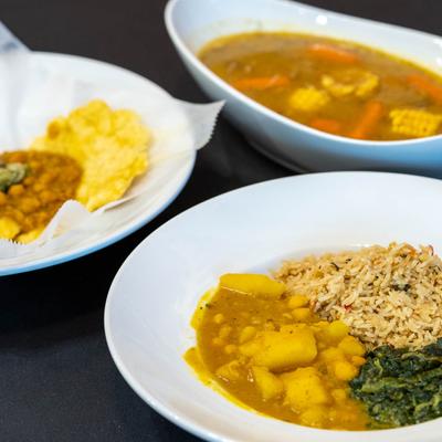 Various food on the table.