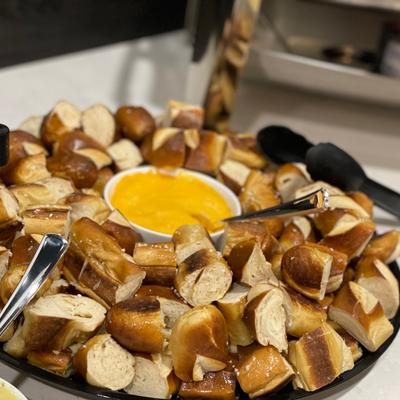 Bavarian Pretzel Bites Platter served buffet style in the private event space.