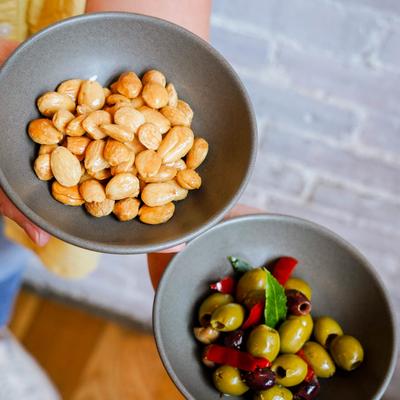 Marcona Almonds and Marinated Olives.