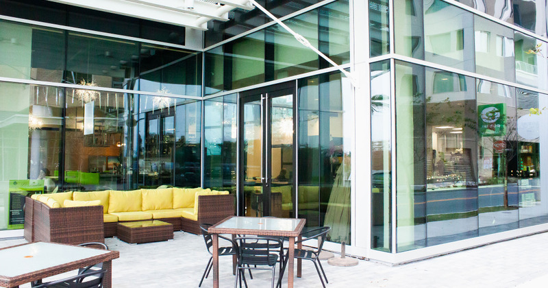 Exterior, seating and tables in the patio