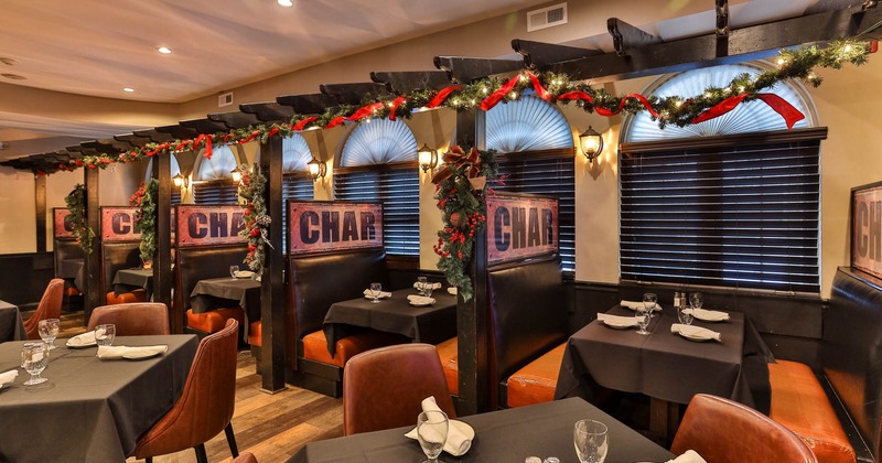 Dining area with fully set tables