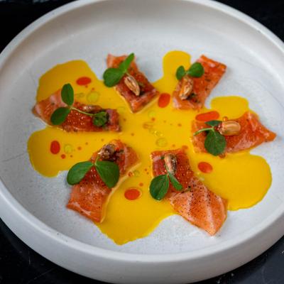 Salmon Tiradito dish.