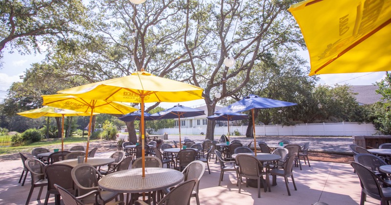 Exterior, tables lined up