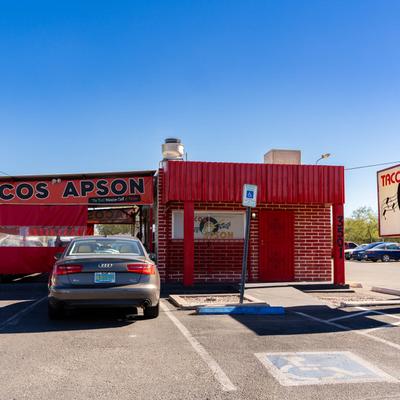 Restaurant parking lot.