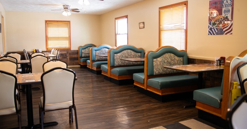 Interior, booths with tables