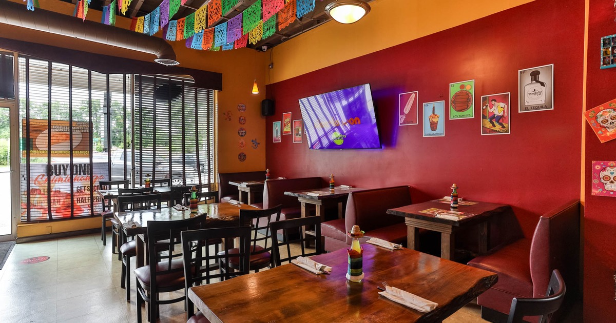Interior, tables ready for guests
