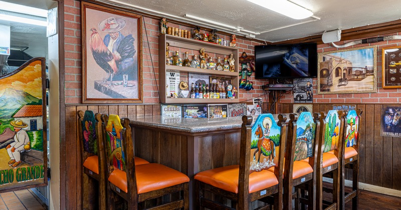 Interior, bar, stools, drink rack