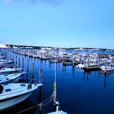 Marina view with docked boats.