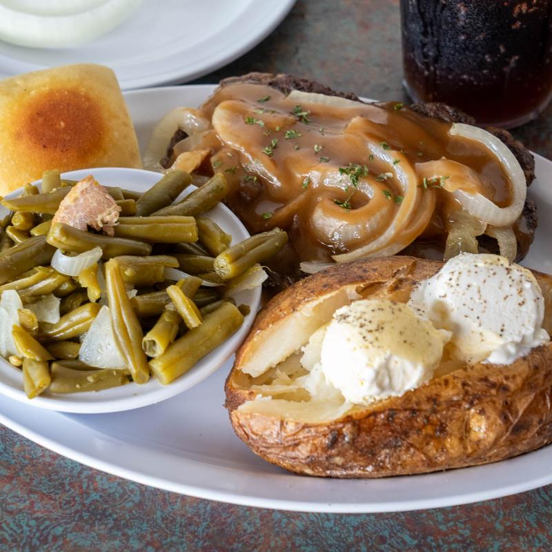 Hamburger Steak with Onions & Peppers photo