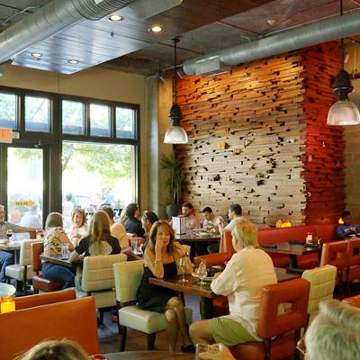 Guests sitting at tables.