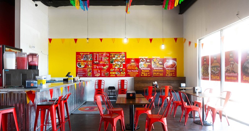 Interior, seating area  with ordering counter in the back