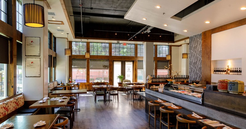Interior, sushi bar and dining area