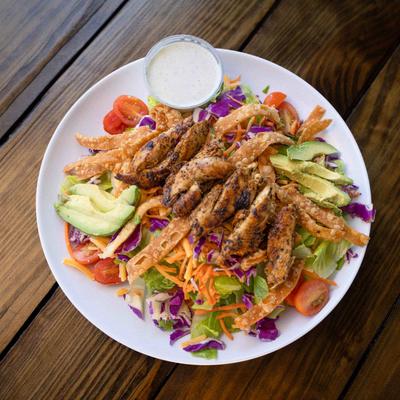 Santa Fe Chicken Salad with House-made Ranch Dressing, top view.