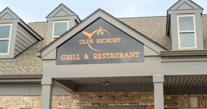 Exterior, sign above entrance