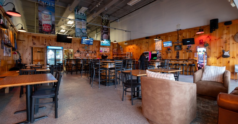 Interior, wide view to brewery bar