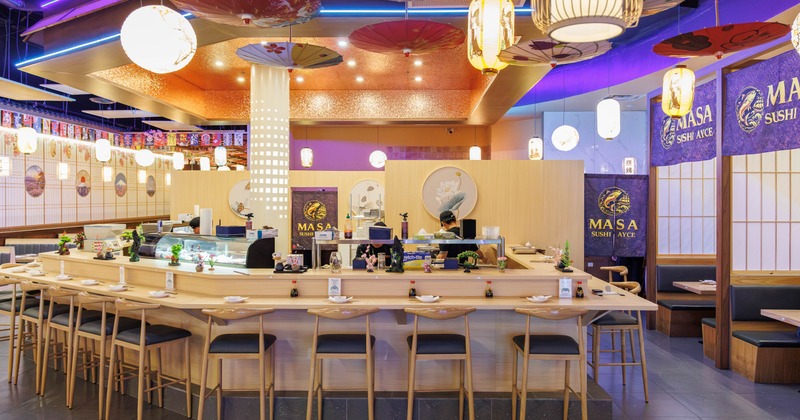 Bar area with bar stools