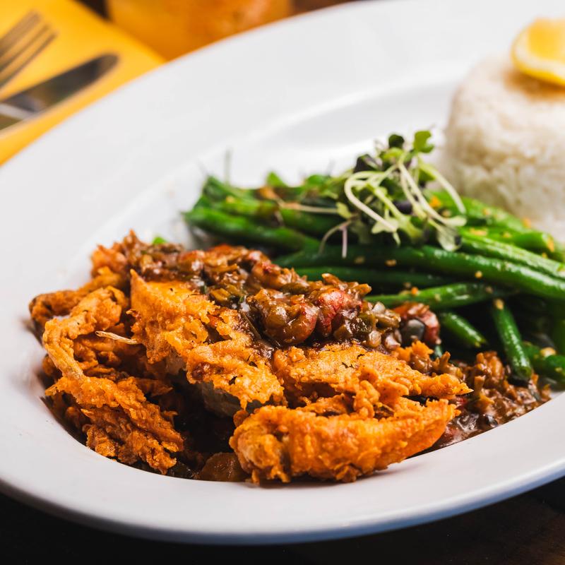 Fried Softshell Crab with Crawfish Étouffée photo