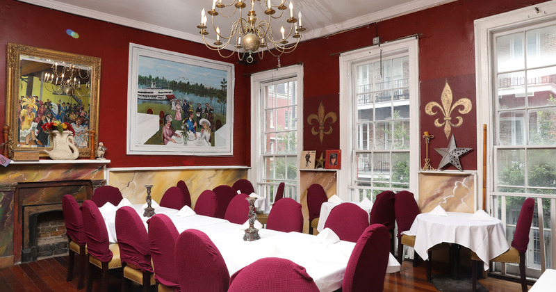 Interior, dining area with pictures on the wall