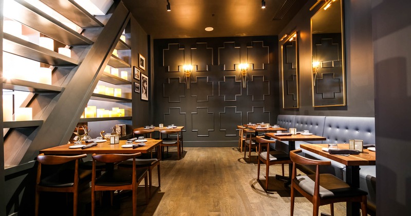Interior, tables lined up