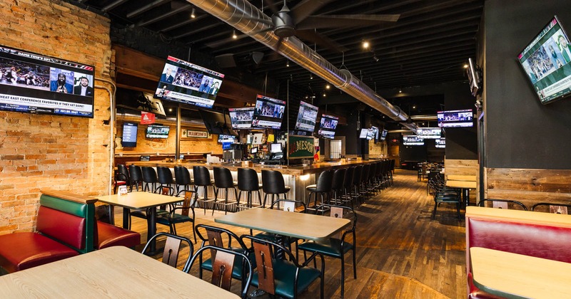 Interior, seating and bar areas, wide angle
