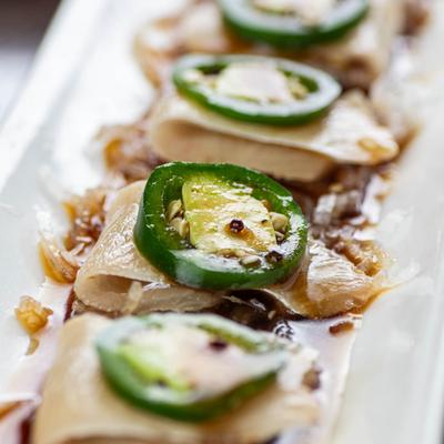 Hamachi Carpaccio, close-up.