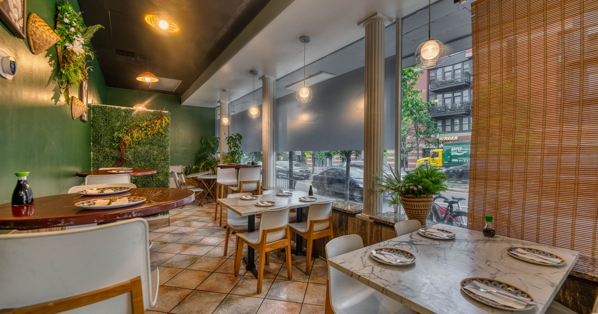 Dining tables by the big windows