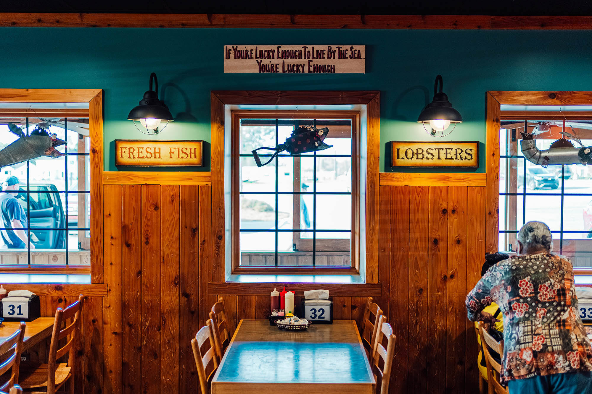 Interior, table and chairs by the window