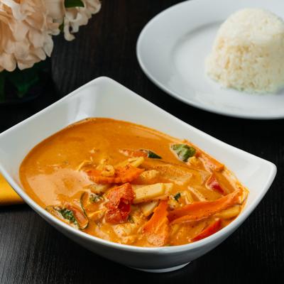 Red Curry and rice.