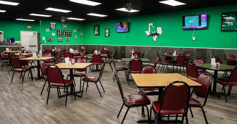 Interior, wide view, dining area