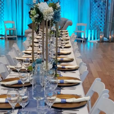 Interior, long decorated table