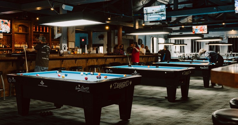 Interior, pool tables