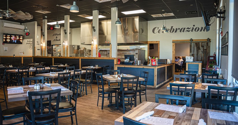 Interior, order counter and tables in the dining area